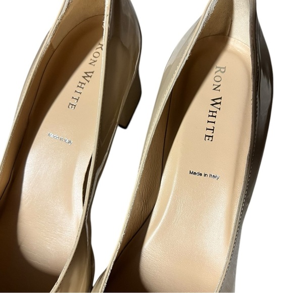 🌻NEW Ron White Lizbeth Bone Color Patent Leather Waterproof Italian Heel size 10 - Picture 7 of 12